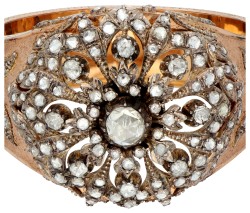 18K geelgouden antieke bangle bezet met diamant
