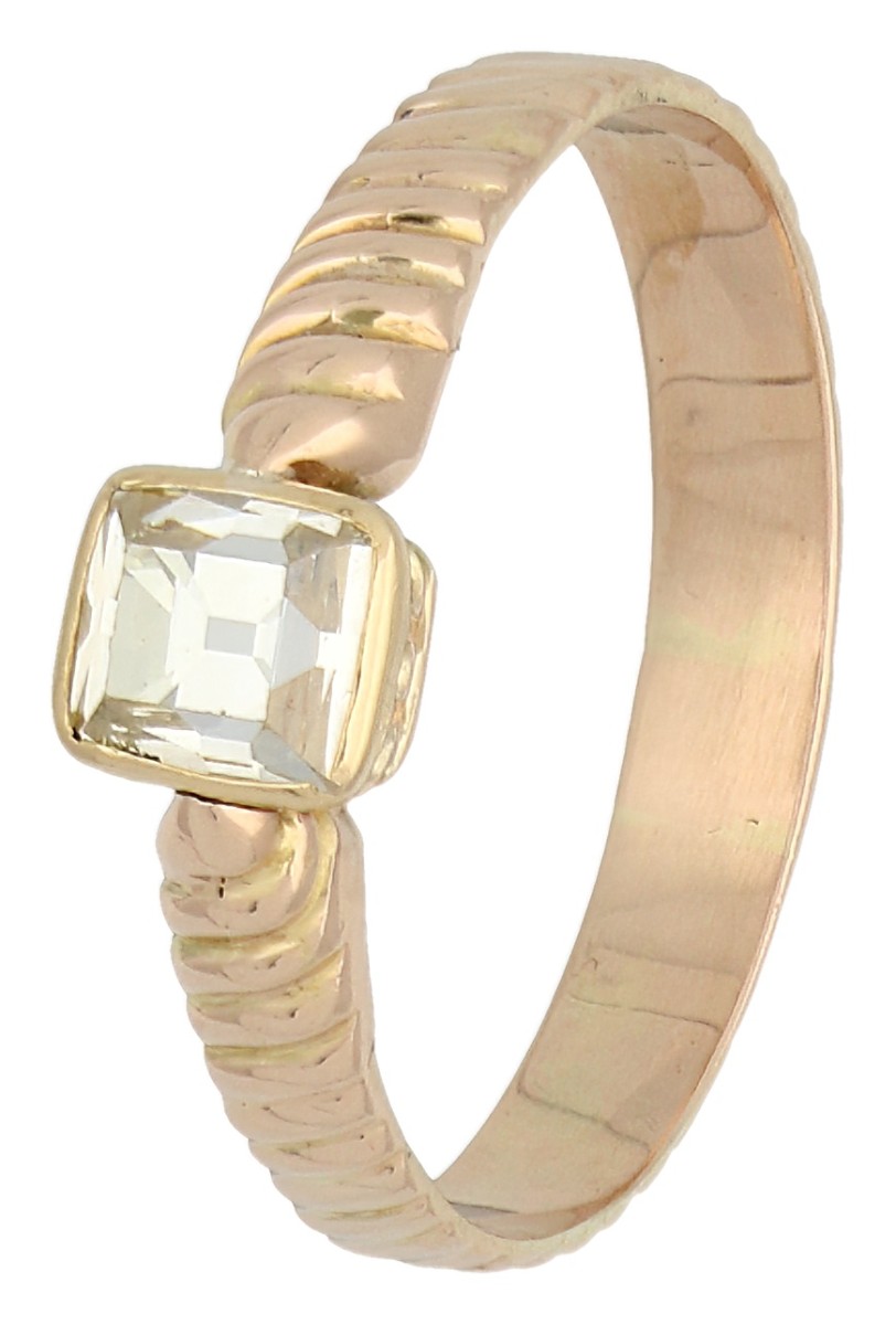 14K geelgouden antieke solitair ring met diamant