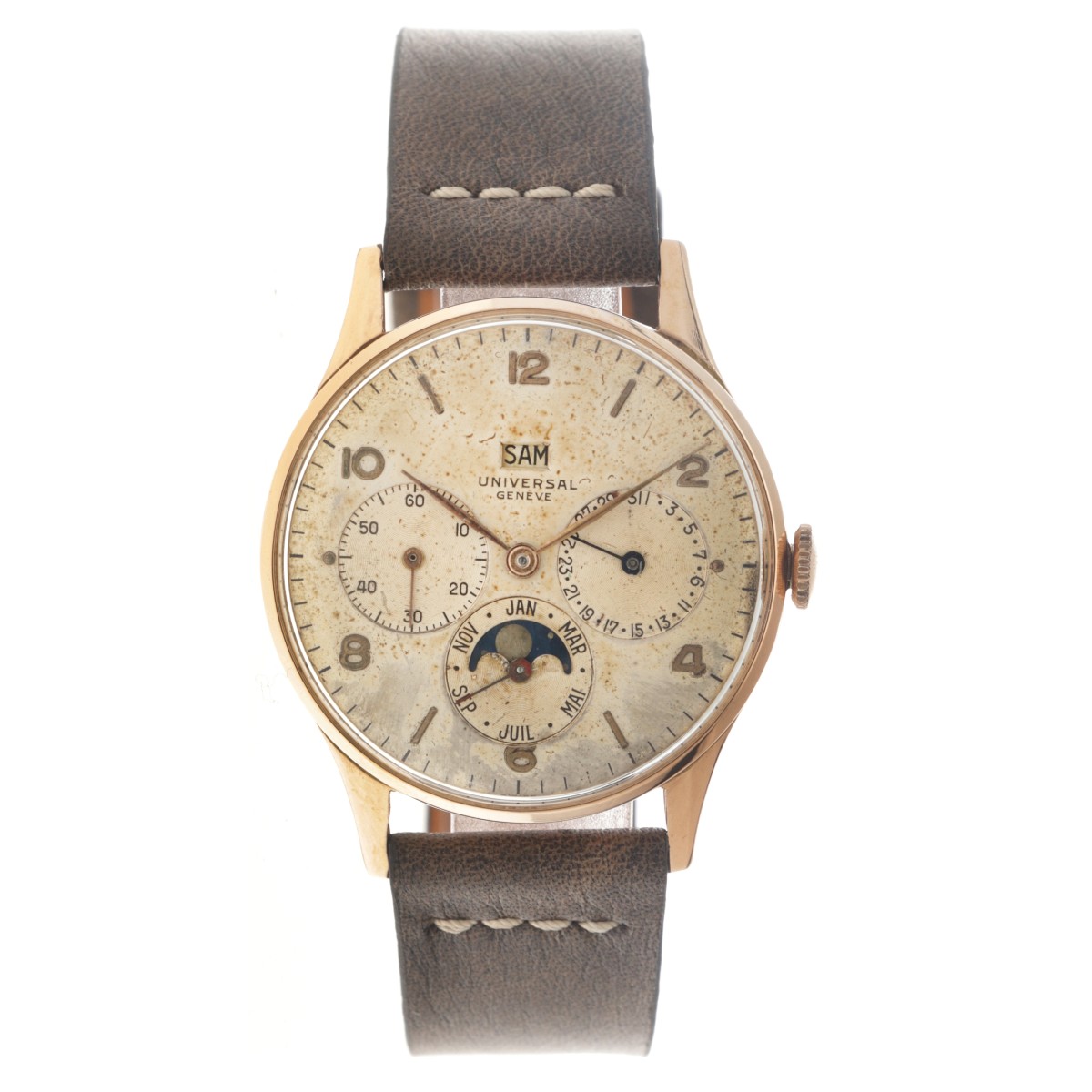 No Reserve - Universal Genève Triple Calendar Moonphase 11312 - Heren horloge - ca. 1949