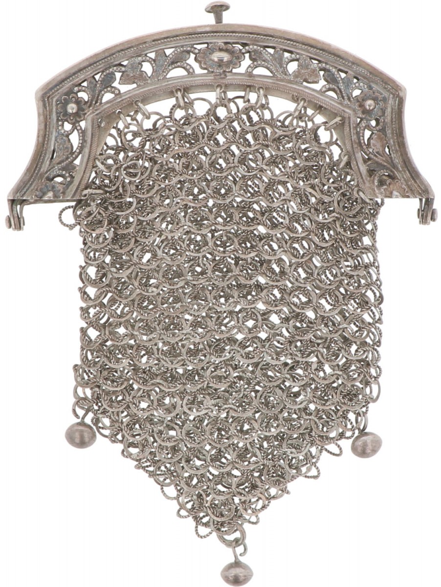 Beugelbeursje zilver.