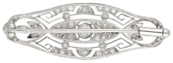 Platina Art Deco broche met diamant en onyx