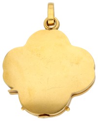 14K geelgouden Art Nouveau schuifmedaillon bezet met diamant
