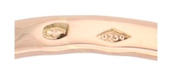 14K roségouden antieke ring  bezet met diamant en robijn