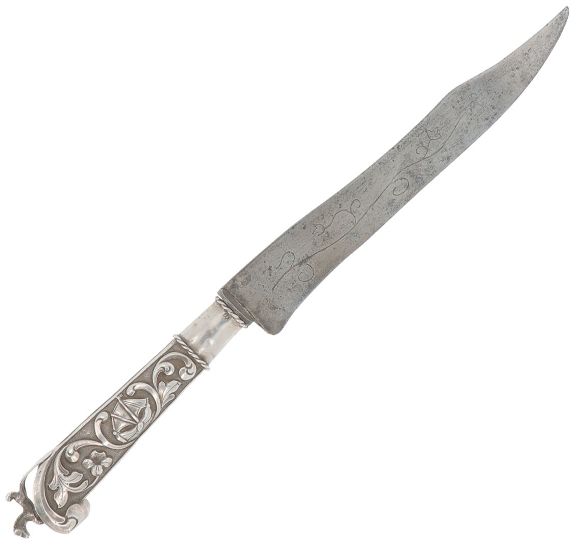 Voorsnijmes met pistool heft zilver.