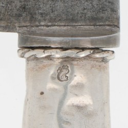 Voorsnijmes met pistool heft zilver.