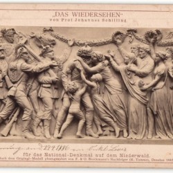 Naar een reliëf van Prof. Johannes Schilling (Mittweida 1828 – 1910 in Klotzsche, Dresden), "Das Wiedesehn", "Figurengruppe für das Nationaldenkmal auf dem Niederwald".