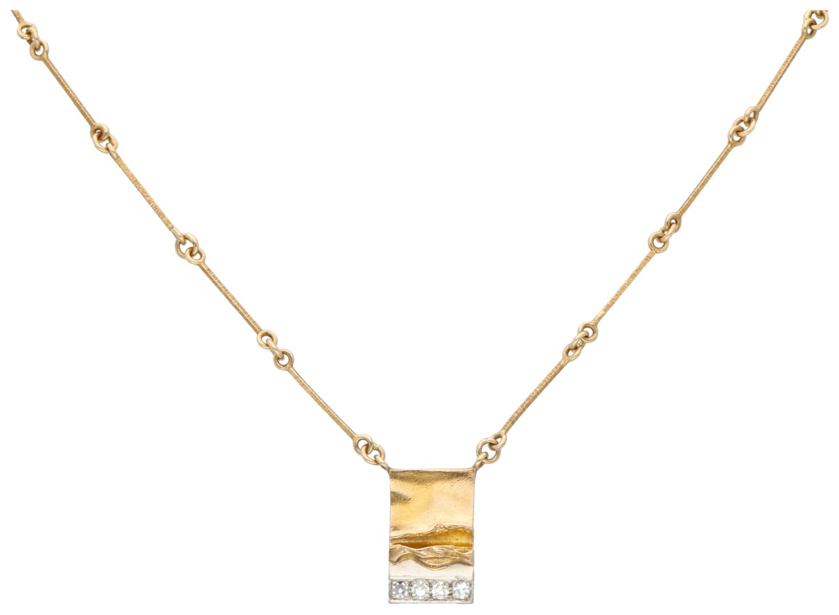 Lapponia 14K geelgouden collier bezet met diamant