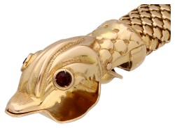 18K geelgouden slangen collier bezet granaten