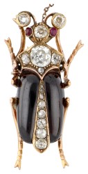 18K geelgouden antieke insecten broche 