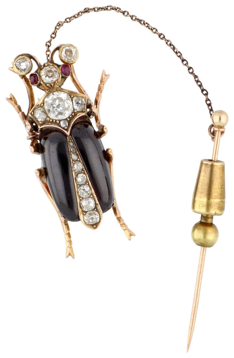 18K geelgouden antieke insecten broche 
