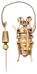 18K geelgouden antieke insecten broche 