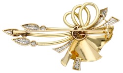 18K geelgouden broche bezet met ca. 1.68 ct. diamanten