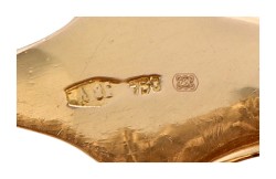 18K geelgouden slangen armband bezet met granaten