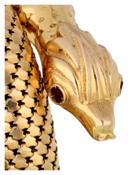 18K geelgouden slangen armband bezet met granaten