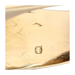 14K geelgouden Art Deco Tank ring bezet met diamant en robijn