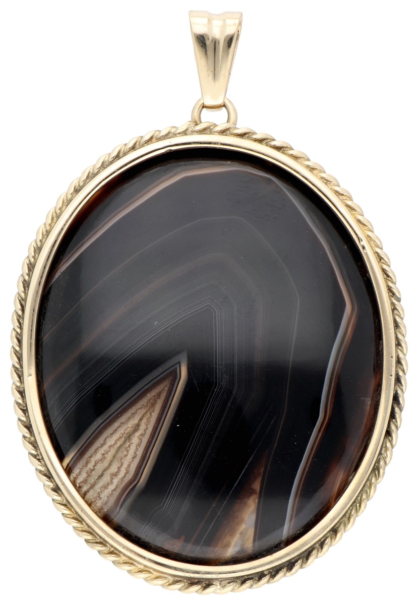 14K geelgouden hanger met agaat