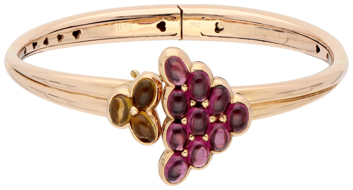 Mauboussin 18K roségouden bangle armband bezet met citrien en  toermalijn