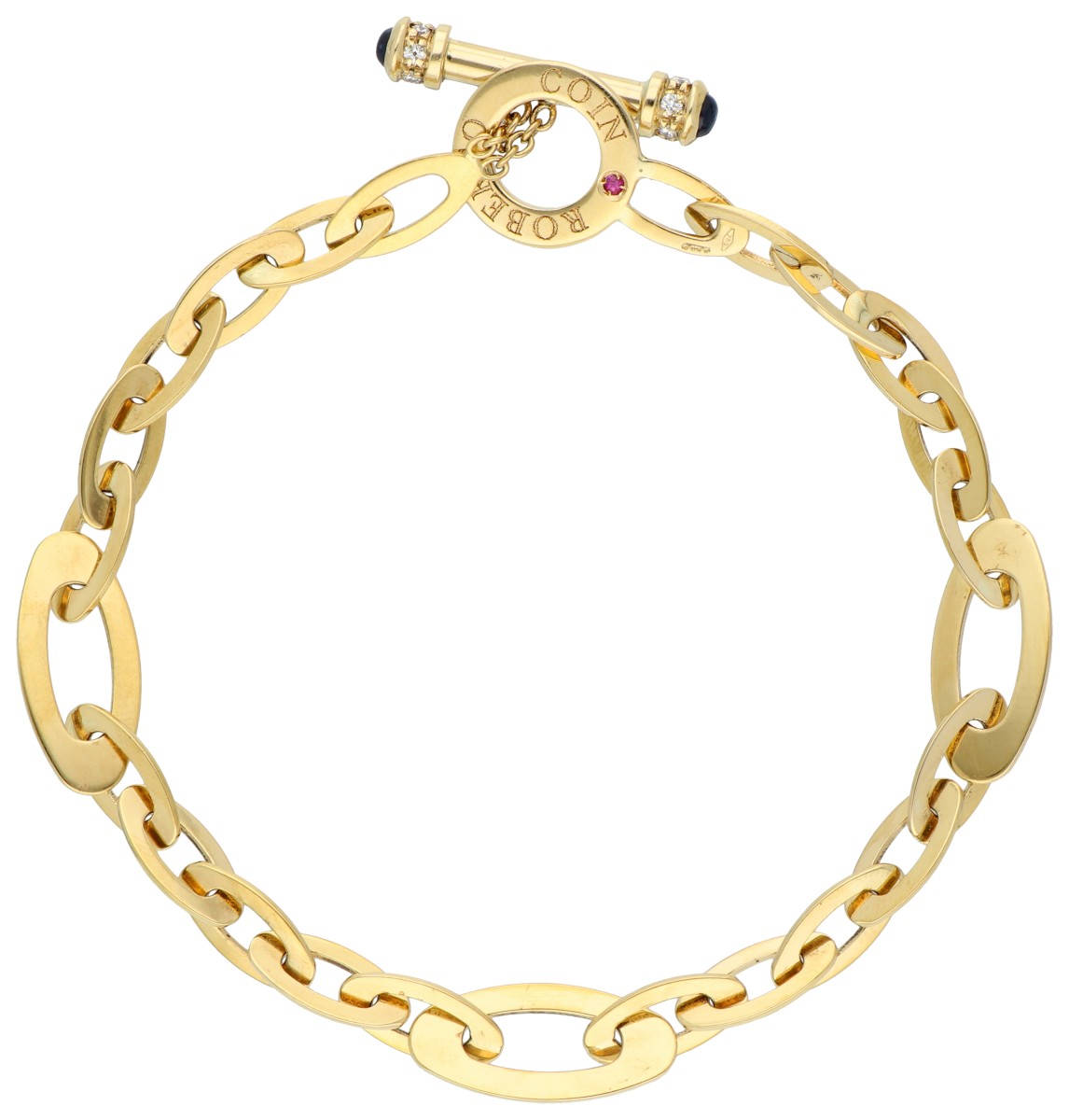 Roberto Coin "Chic & Shine" 18K geelgouden armband bezet met  diamant, saffier, robijn