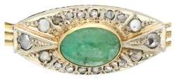 14K geelgouden  vintage armband bezet met  smaragd en diamant