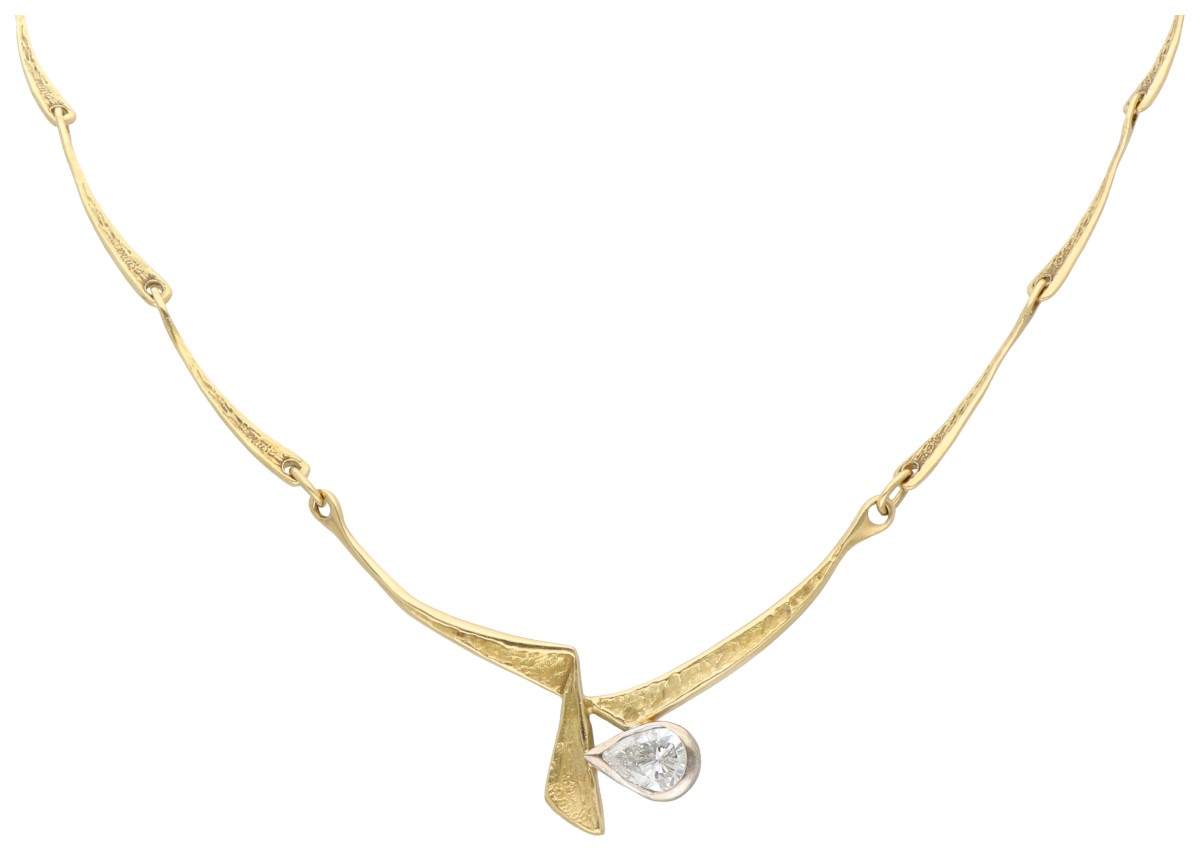 18K geelgouden collier bezet met ca. 1.14 ct. diamant
