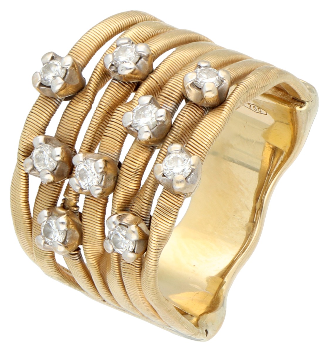 Marco Bicego Marrakesh 18K geelgouden ring bezet met ca. 0.27 ct. diamant