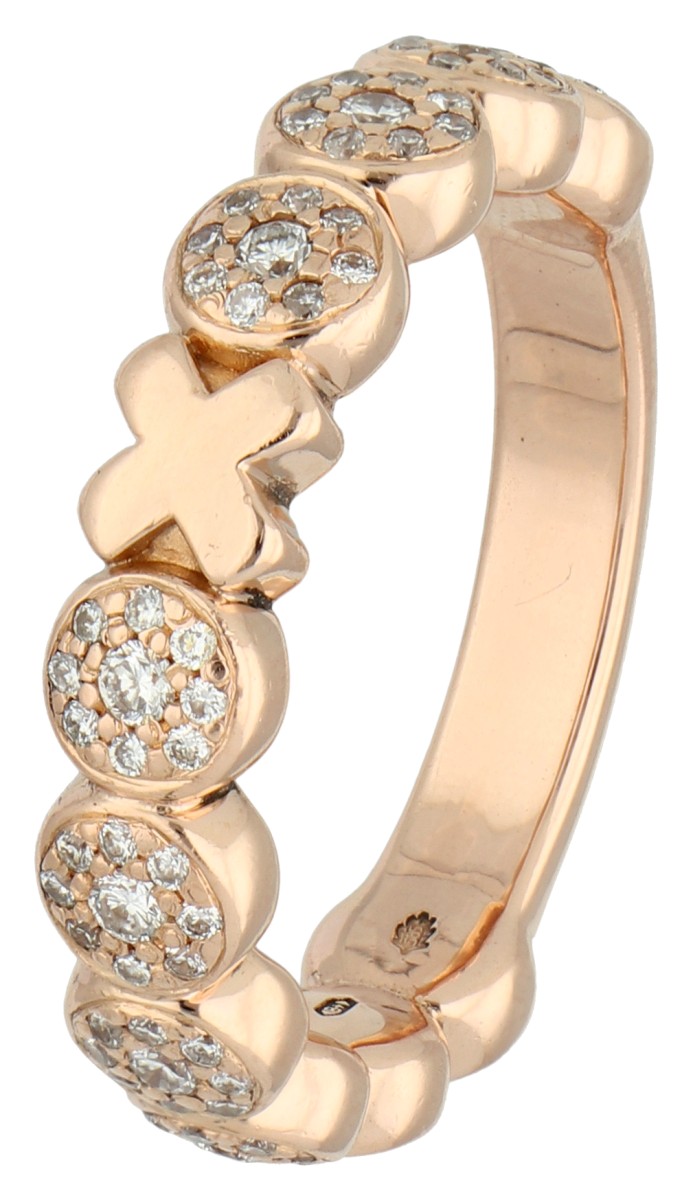 Bron 14K roségouden ring bezet met ca. 0.34 ct. diamant