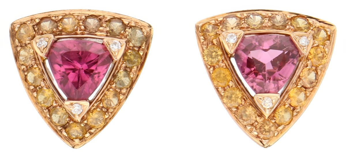 Mauboussin 18K roségouden ''Tellement subtile pour toi''  oorstekers bezet met diamant, saffier en toermalijn