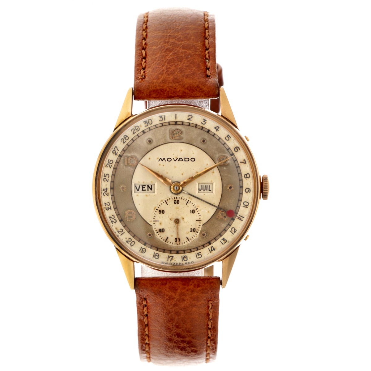 Movado Triple Date Calendar 18K. R4776 - Heren horloge 