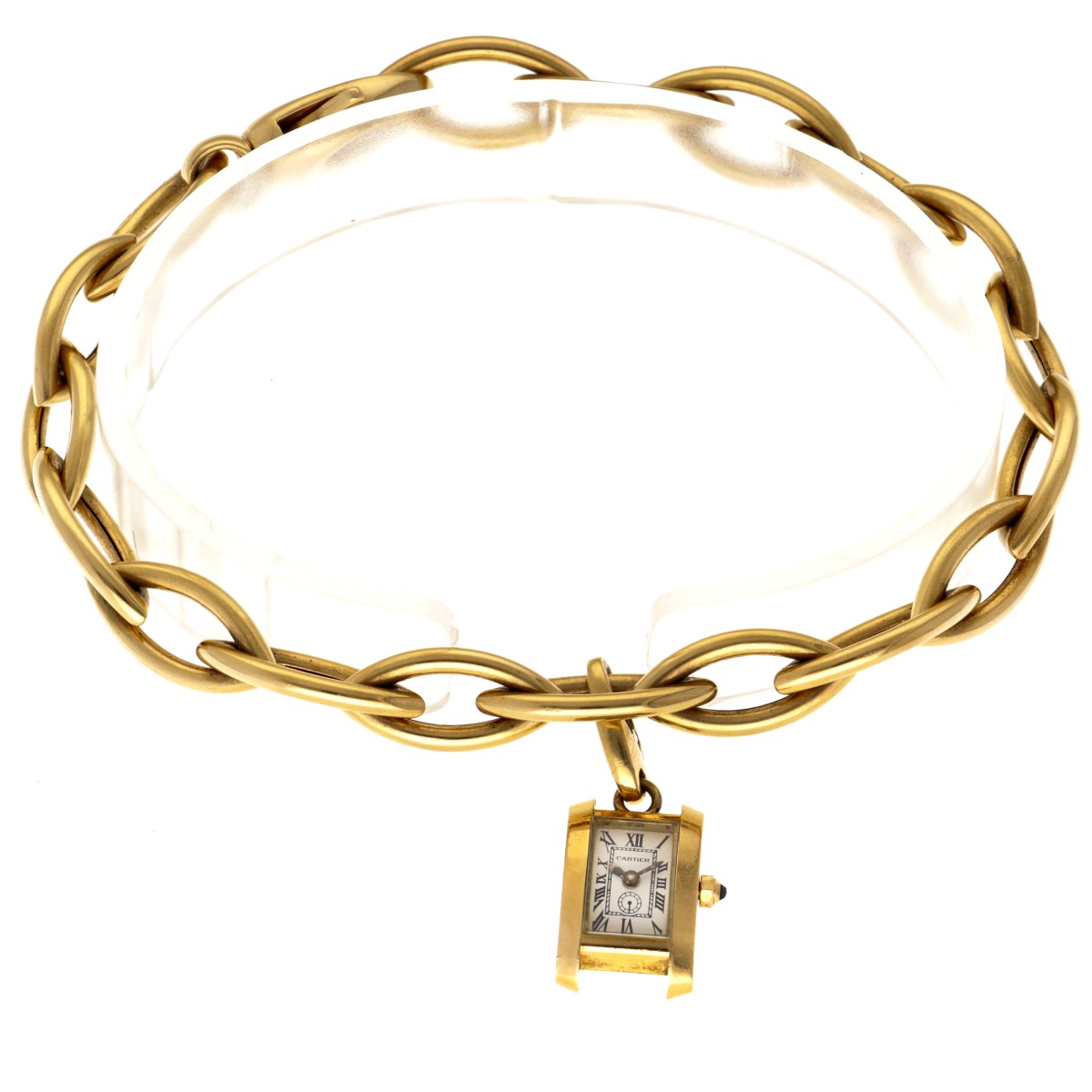 No Reserve - Cartier Tank Américaine bedelhanger aan Treemme fantasie schakel armband 18K. - Midsize 