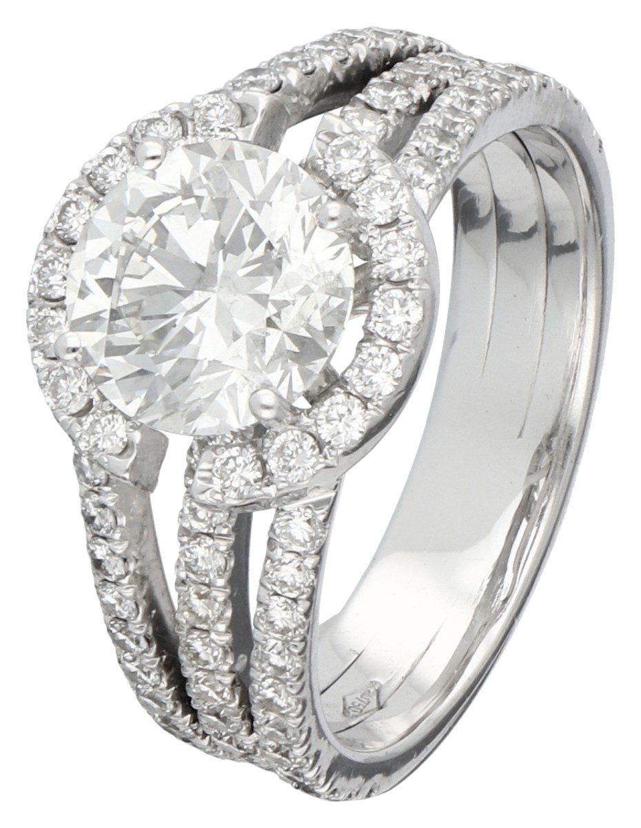 18K witgouden ring bezet met ca. 2.85 ct. diamant, HRD gecertificeerd 