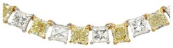 18K bicolor gouden schakelcollier bezet met ca. 32.20 ct. diamant, HRD gecertificeerd 