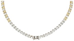 18K bicolor gouden schakelcollier bezet met ca. 32.20 ct. diamant, HRD gecertificeerd 