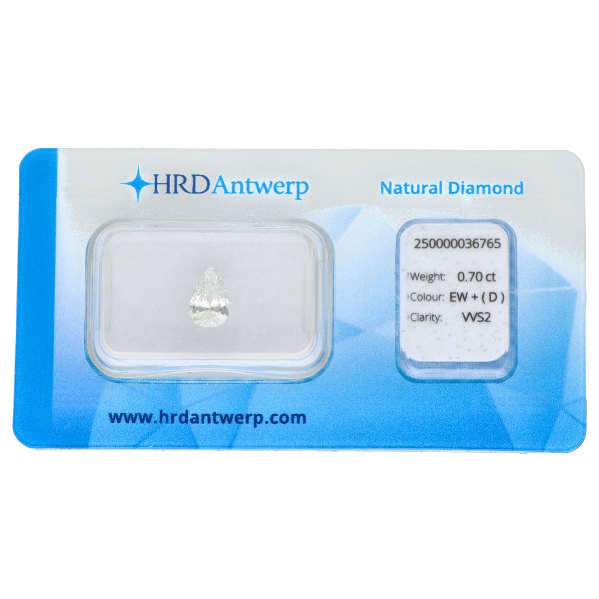 0.70 ct. Pear HRD certified natural diamond