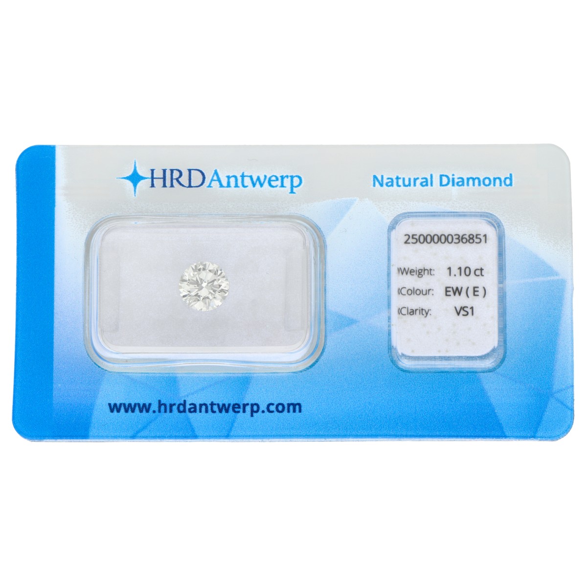 1.10 ct. Round Brilliant HRD certified natural diamond