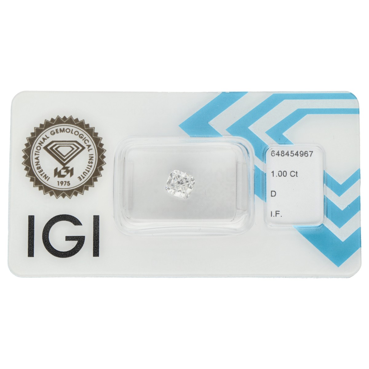 1.00 ct. Square Cushion Modified Brilliant IGI certified natural diamond