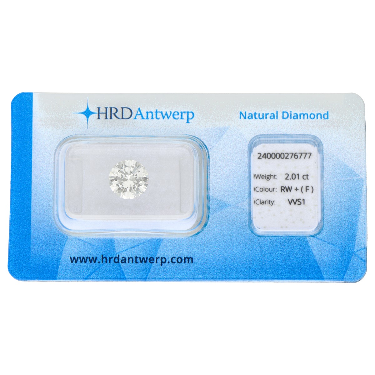 2.01 ct. Round Brilliant HRD certified natural diamond