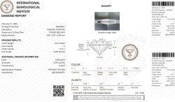 0.70 ct. Round Brilliant IGI certified natural diamond