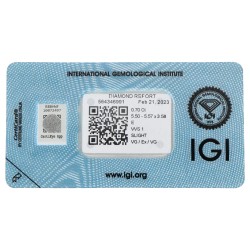 0.70 ct. Round Brilliant IGI certified natural diamond