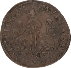 Noordelijke Nederlanden. Dordrecht. 1587. Hongersnood in de Zuidelijke Nederlanden, overvloed in de Noordelijke staten. F / VF.