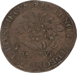 Noordelijke Nederlanden. Dordrecht. 1587. Hongersnood in de Zuidelijke Nederlanden, overvloed in de Noordelijke staten. F / VF.