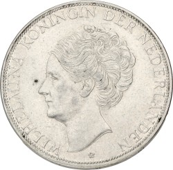 2½ Gulden. Wilhelmina. 1938. Wide hairlines. VF / XF
