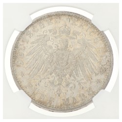 German states. Saxe-Meiningen. 5 Mark - Long beard. 1902 D. MS 63 +.