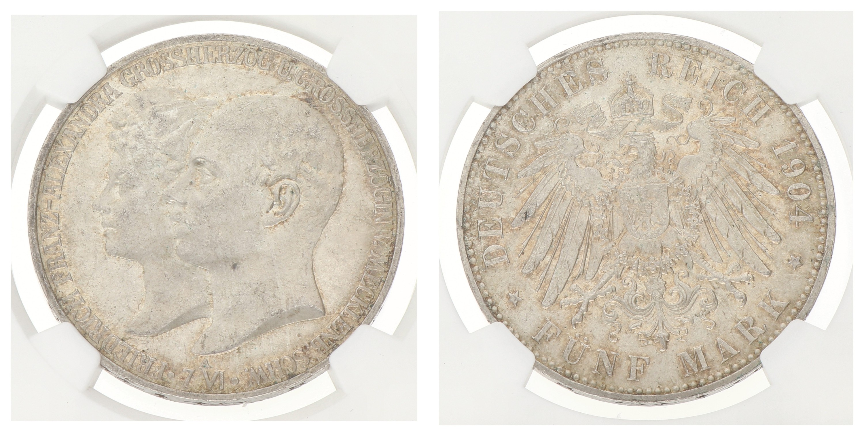 Goudwisselkantoor auction: German States. Mecklenburg-Schwerin. Friedrich Franz IV. 5 Mark. 1904A. MS 63