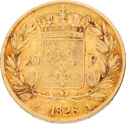 France. Second kingdom. Charles X. 20 Francs. 1828. VF.