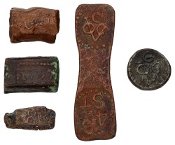 Lot (5) Bronzes. V.O.C. Ceylon. Average VF