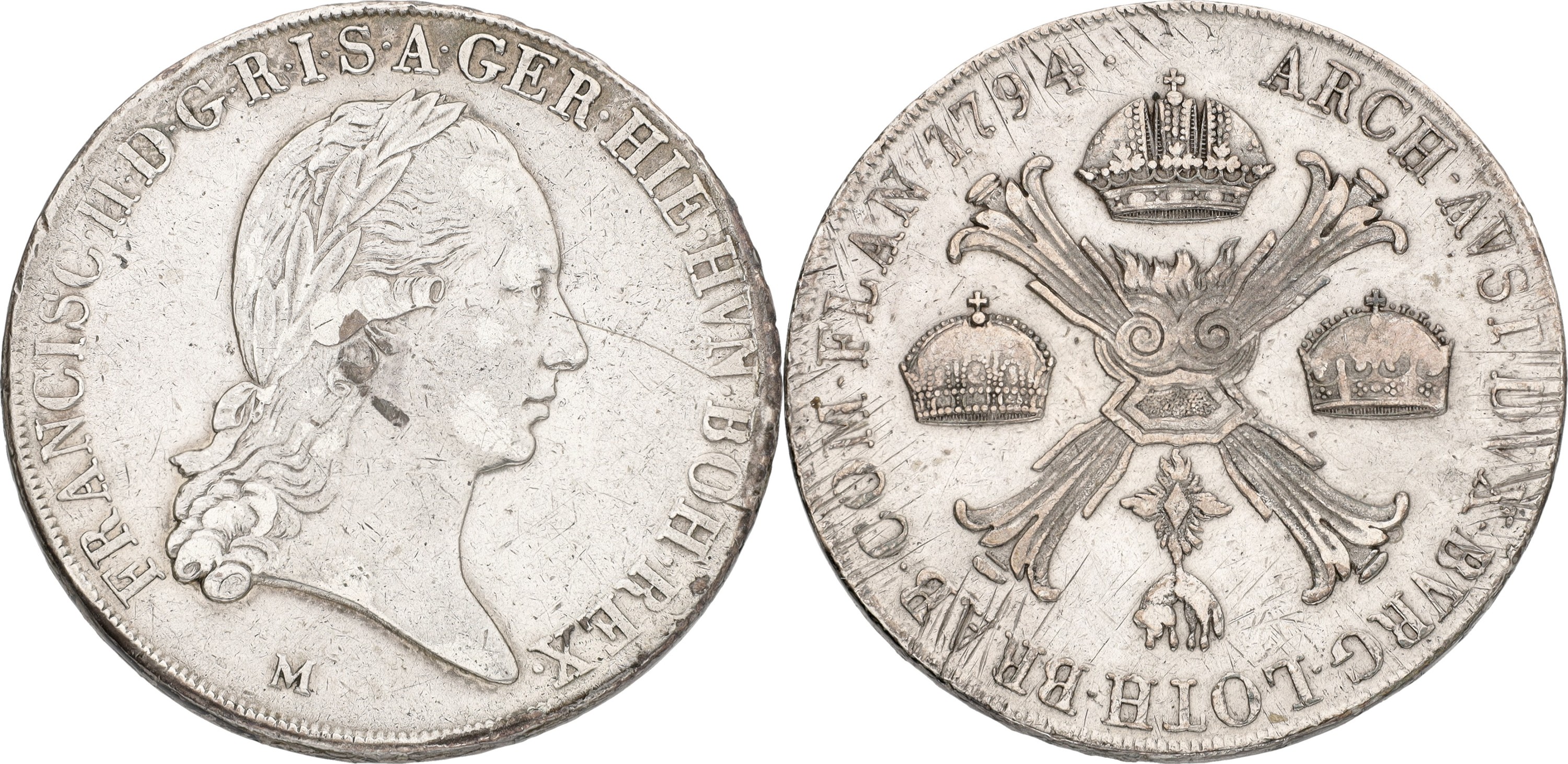 Italian states. Milan. Franz II. Crocione. 1794 M. VF
