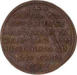 Noordelijke Nederlanden. Dordrecht. 1595. Oorlogshandelingen bij Selwolde en Bislich - Met overslagsporen van Jeton "De moed en de wijsheid van prins Mourits". XF.