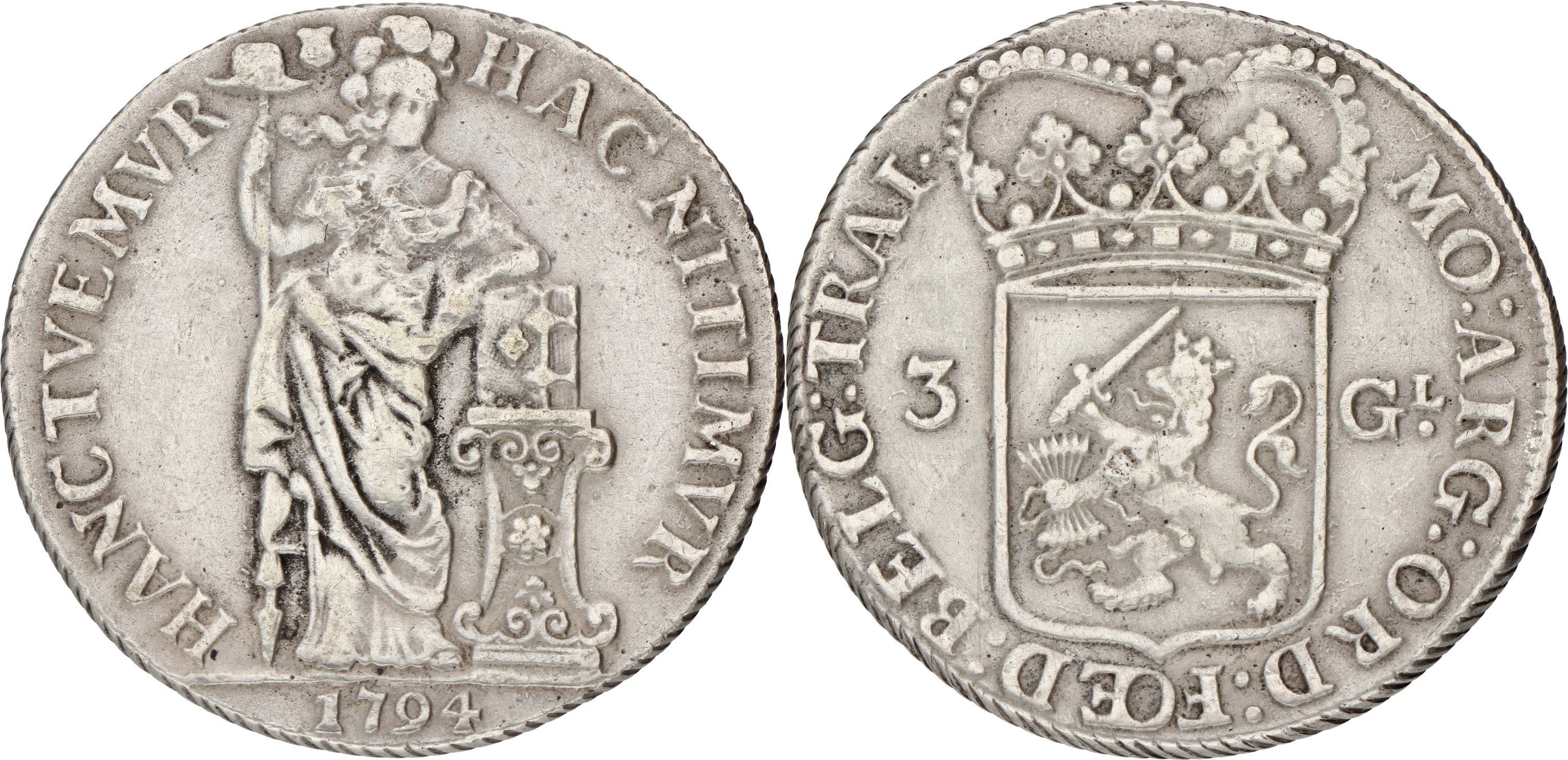 3 Gulden - generaliteits. Utrecht. 1794. VF
