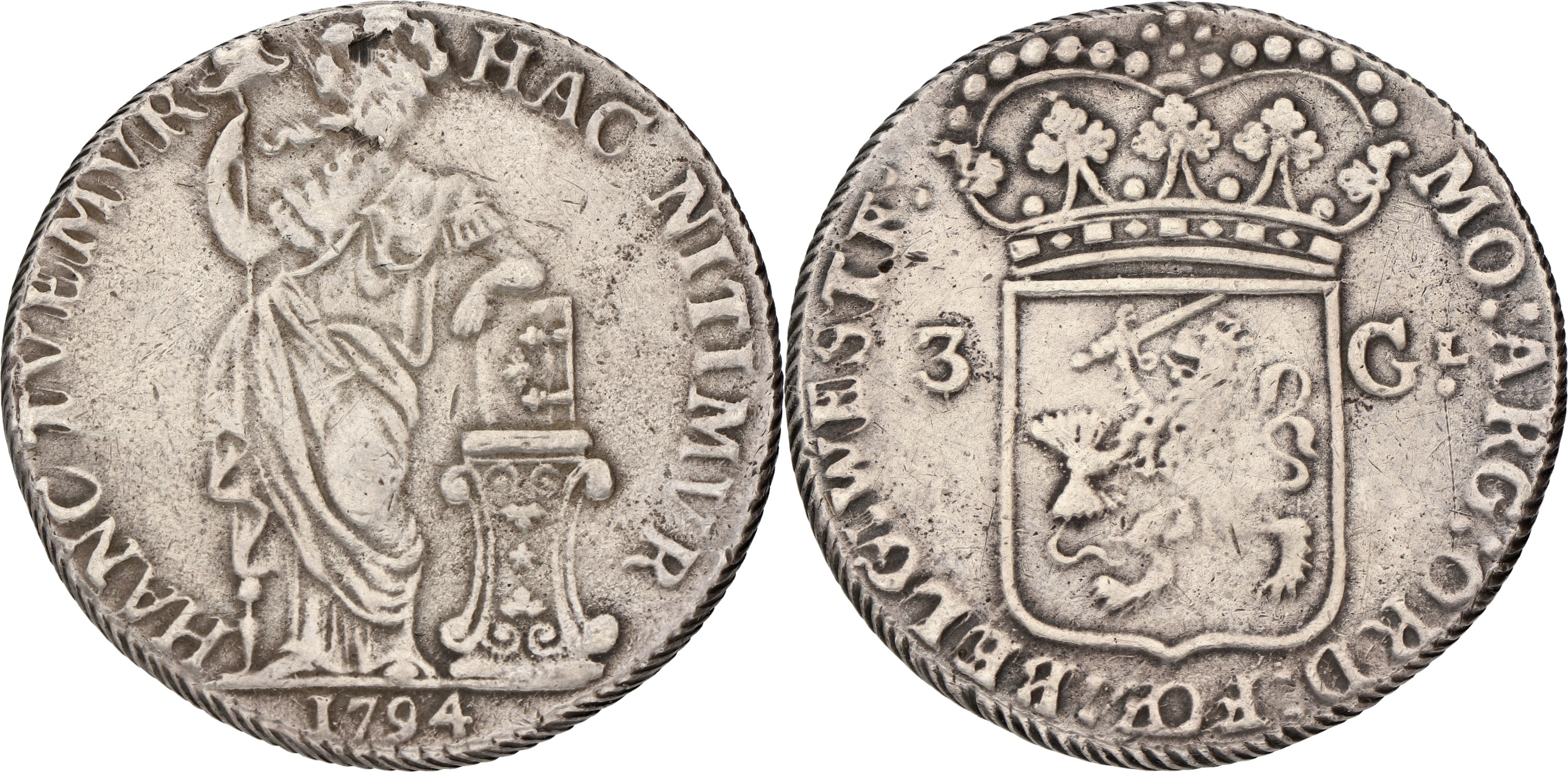 3 Gulden - generaliteits. West-Friesland. 1794. F