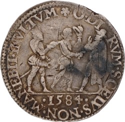 Noordelijke Nederlanden. Dordrecht. 1584. De moord op Willem van Oranje - Afslag in zilver. VF.